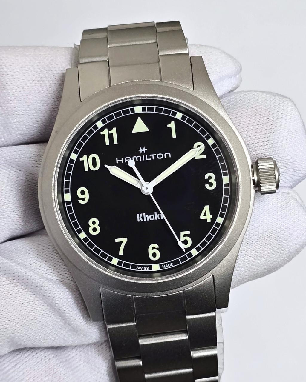 HAMILTON Khaki Field Quartz 38mm Black Dial SS Men's Watch H69401130
