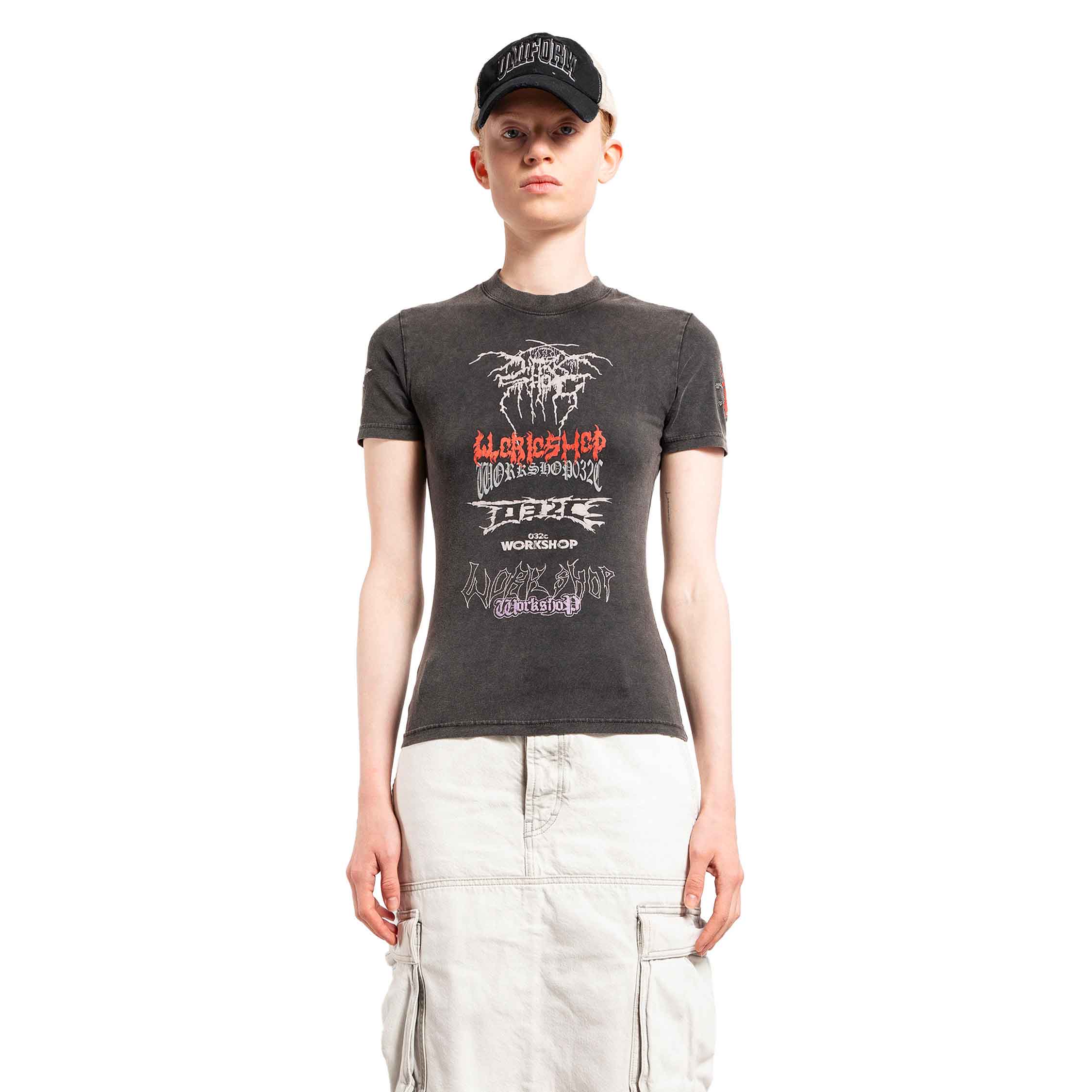 032C WOMAN BLACK T-SHIRTS & TANK TOPS