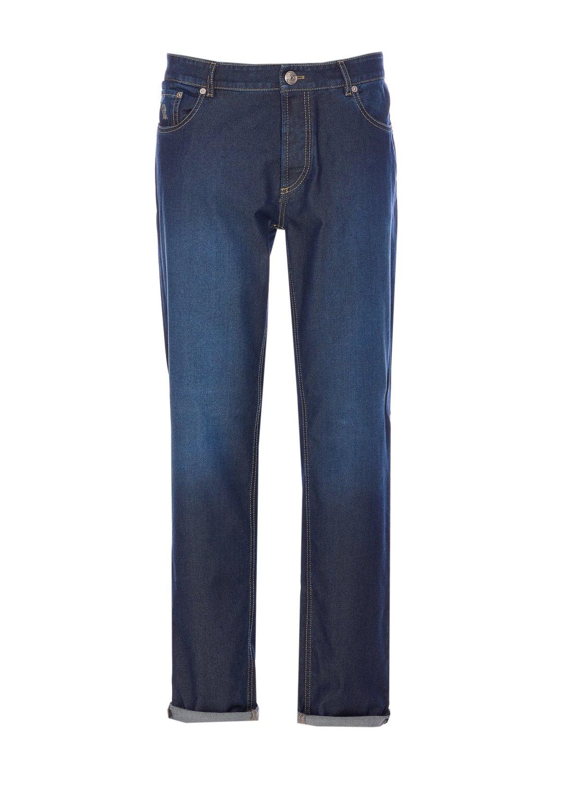 Brunello Cucinelli Logo Patch Turn-up Hem Jeans
