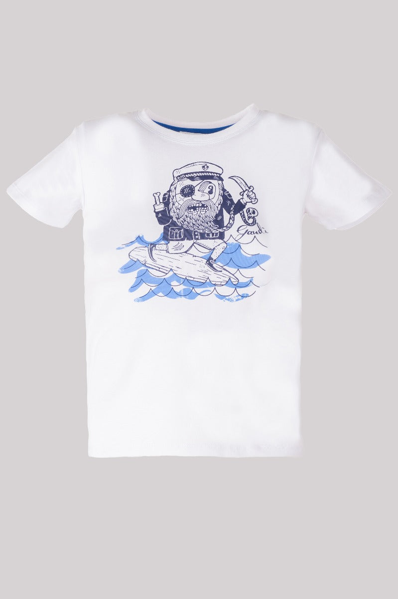 GAUDI ' KIDS T恤con Stampa Marinaio Bianca