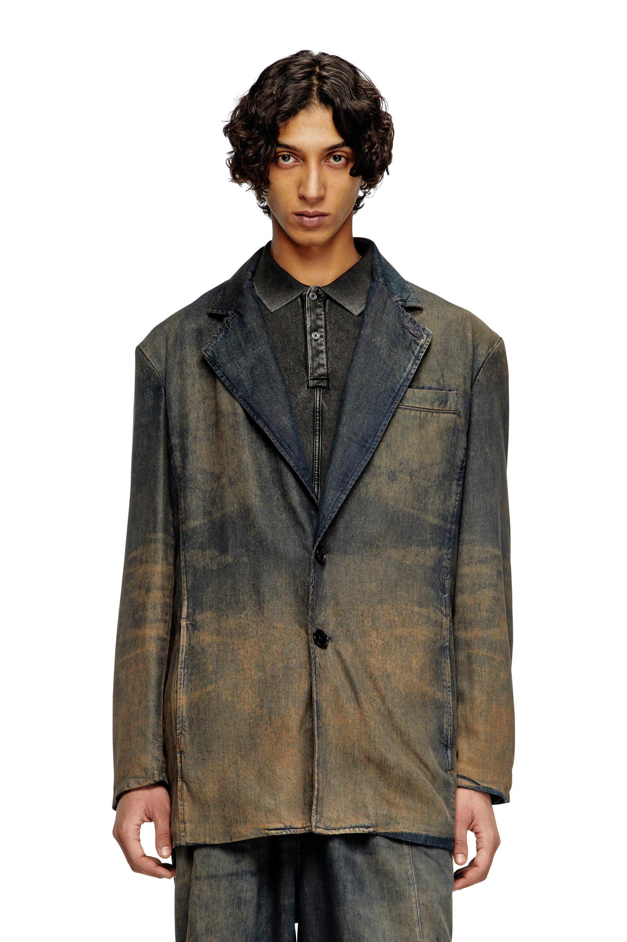 Diesel - Blazer in fluid shaded denim - Denim Jackets - Unisex - Blue