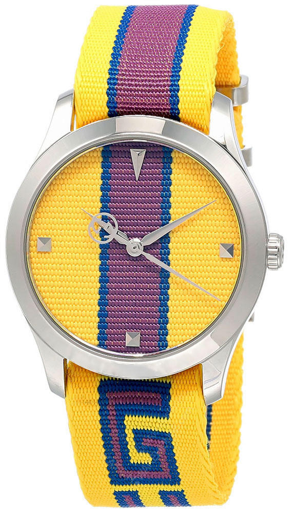GUCCI G-Timeless 38MM QTZ YLW/Purple Dial Nylon Unisex Watch YA1264069