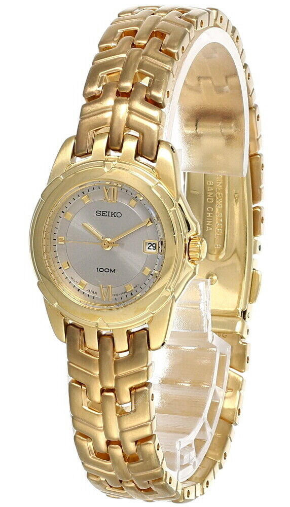 Seiko Gray Dial Quartz Gold-tone S-Steel Women's Watch SXD396