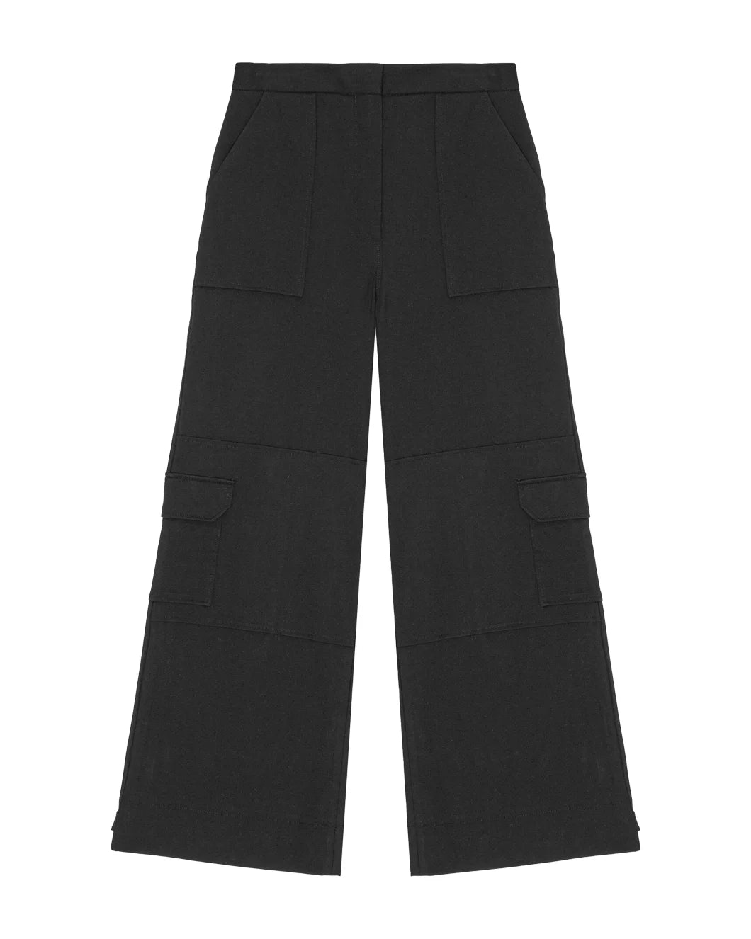 Black Twill Suiting Cargo Pants