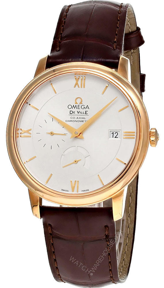 OMEGA De Ville Prestige AUTO 39.5MM Silver Dial Leather Men's Watch 424.53.40.21.02.001 / 42453402102001