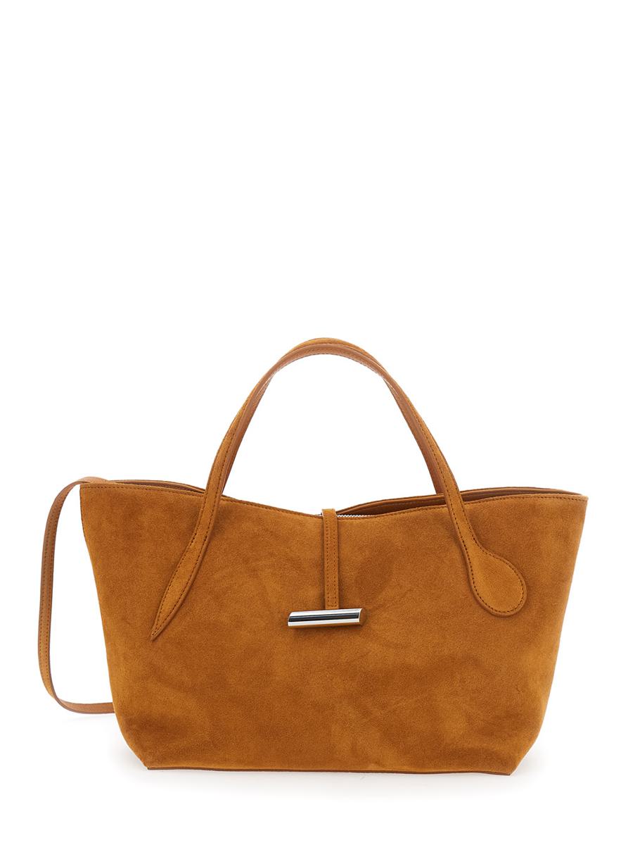 'Petite Penne' Brown Tote Bag With Side Pocket In Leather Woman