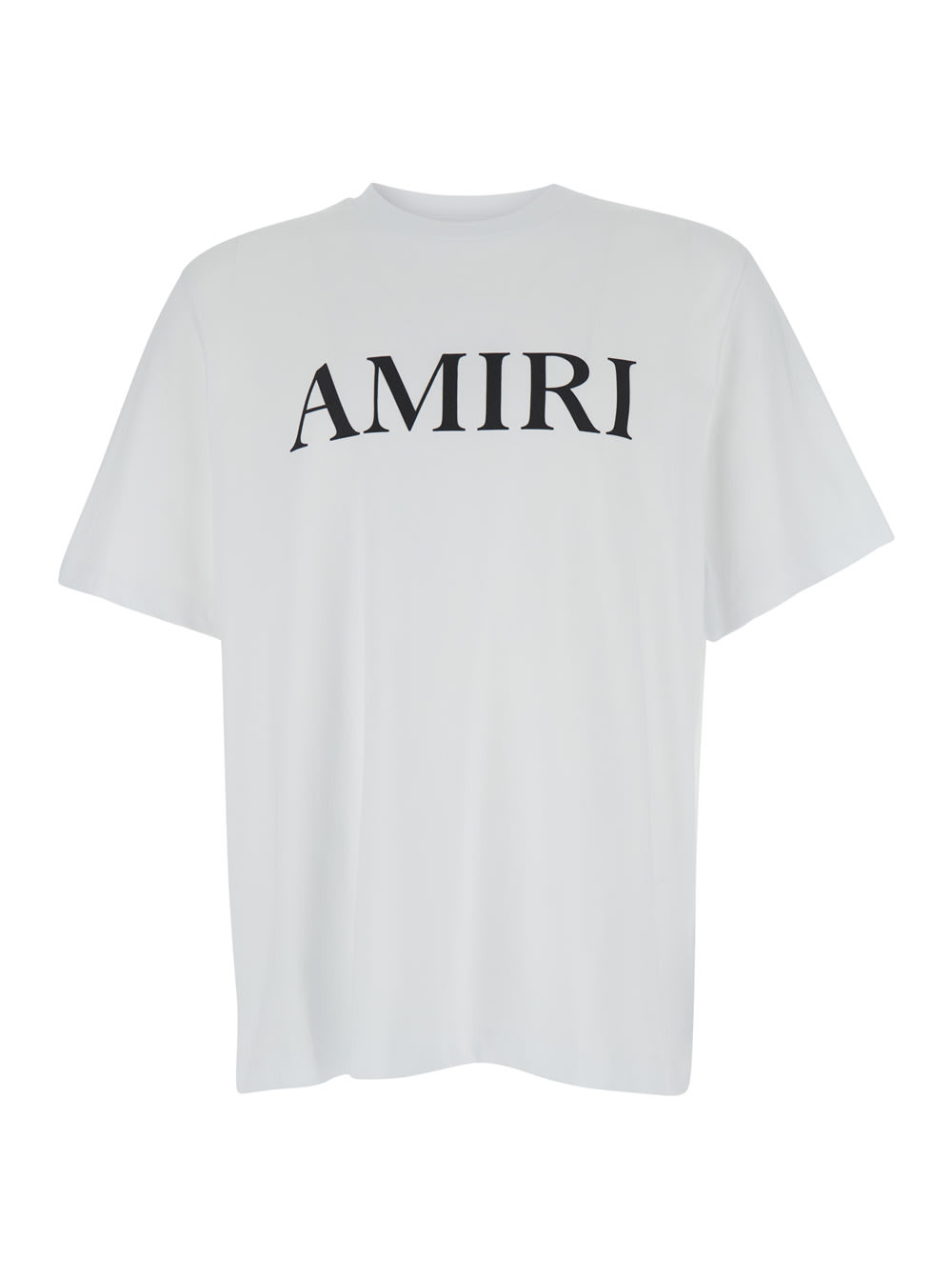 AMIRI White Crewneck T-shirt With Logo Lettering Print In Cotton Man