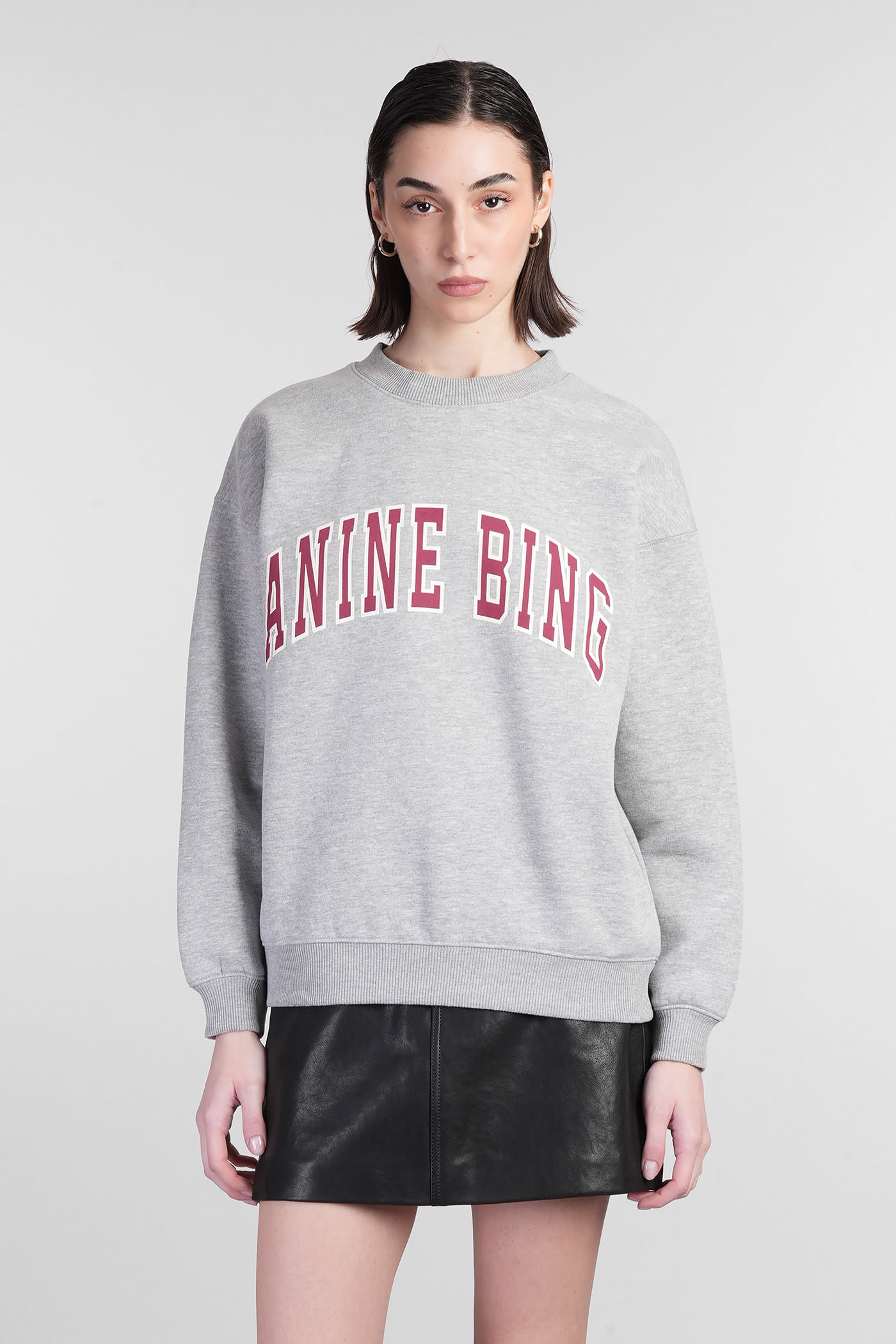 Anine Bing Spencer Sweatshirt In Grey Cotton