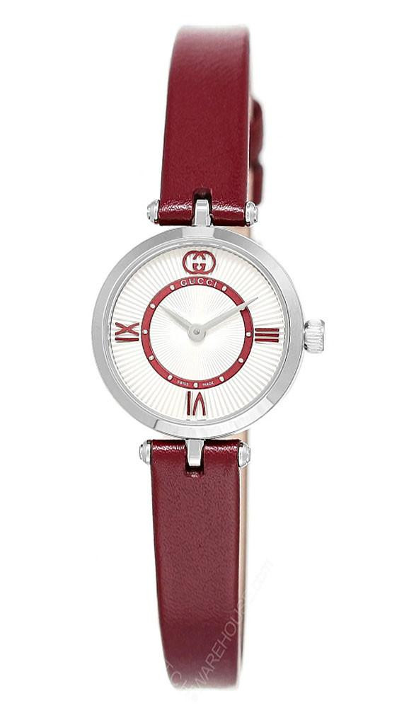 GUCCI Model 2000 Quartz 24MM Red Leather Women's Watch YA167504