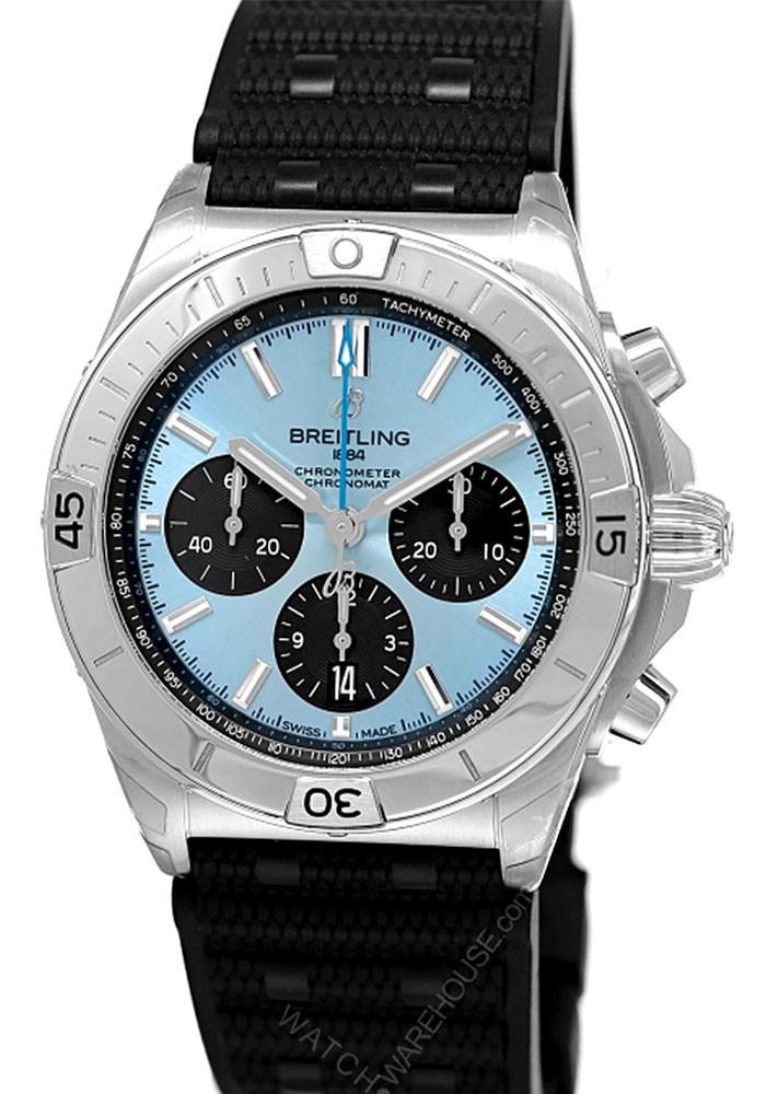 BREITLING Chronomat B01 Automatic 42MM Blue Dial Rubber Men's Watch PB0134101C1S2