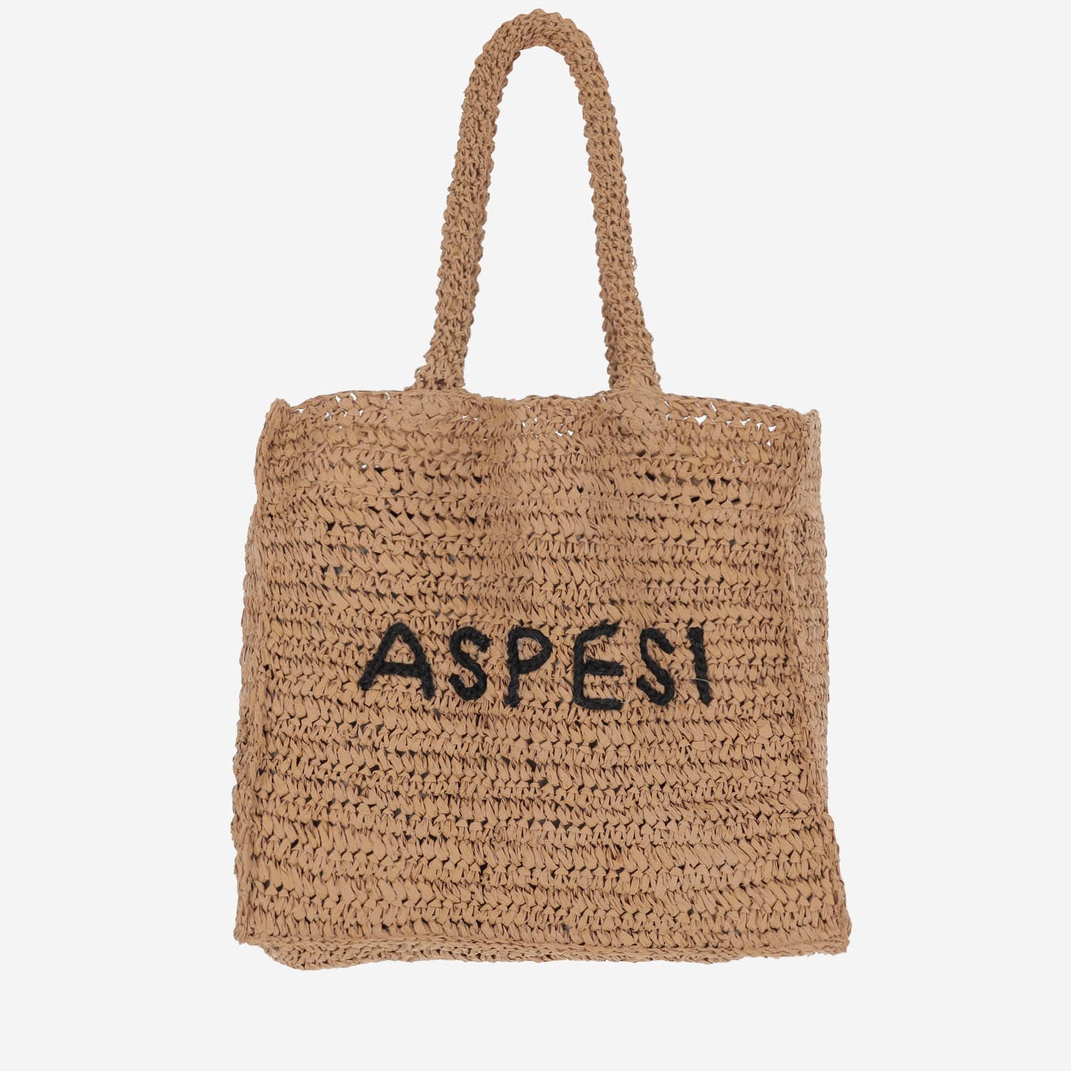 Aspesi 大号拉菲草托特包带logo