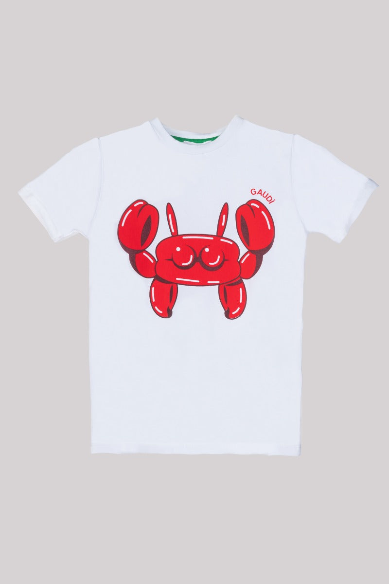 高迪KIDS T恤Stampa Granchio Bianca