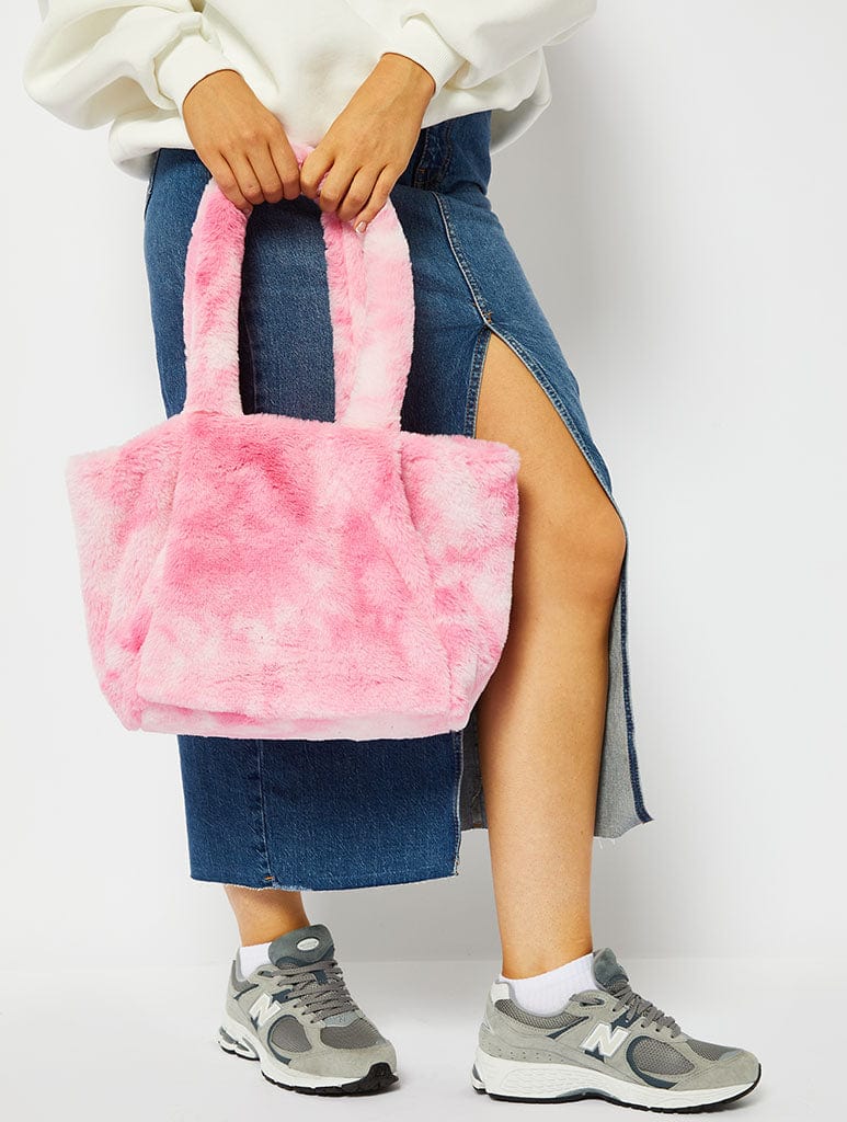 Pink Tie Dye Fluff Tote Bag