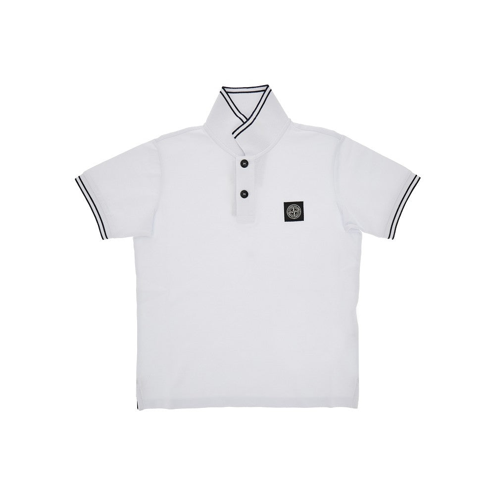 STONE ISLAND 儿童款 Logo贴布弹力府绸polo衫