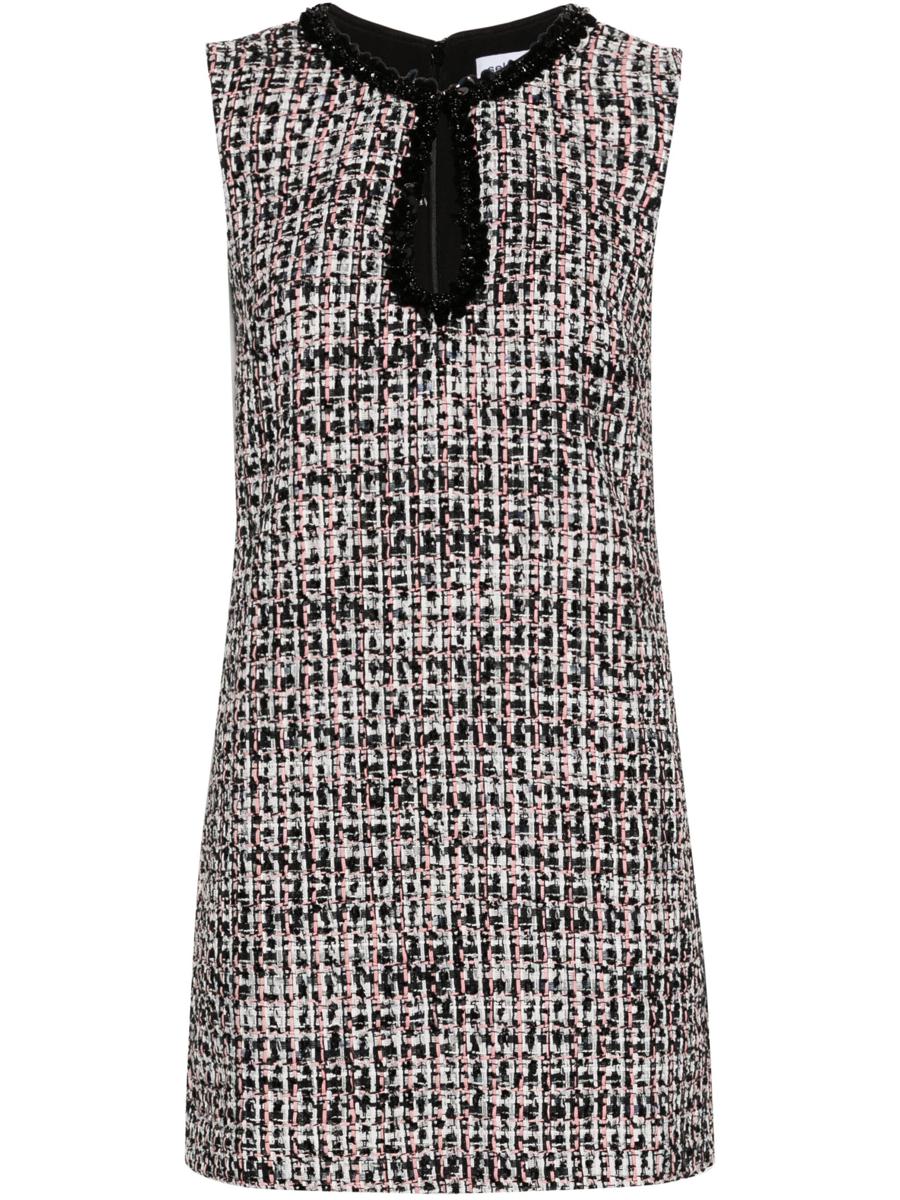 Self-Portrait Black Boucle Embellished Mini Dress Clothing