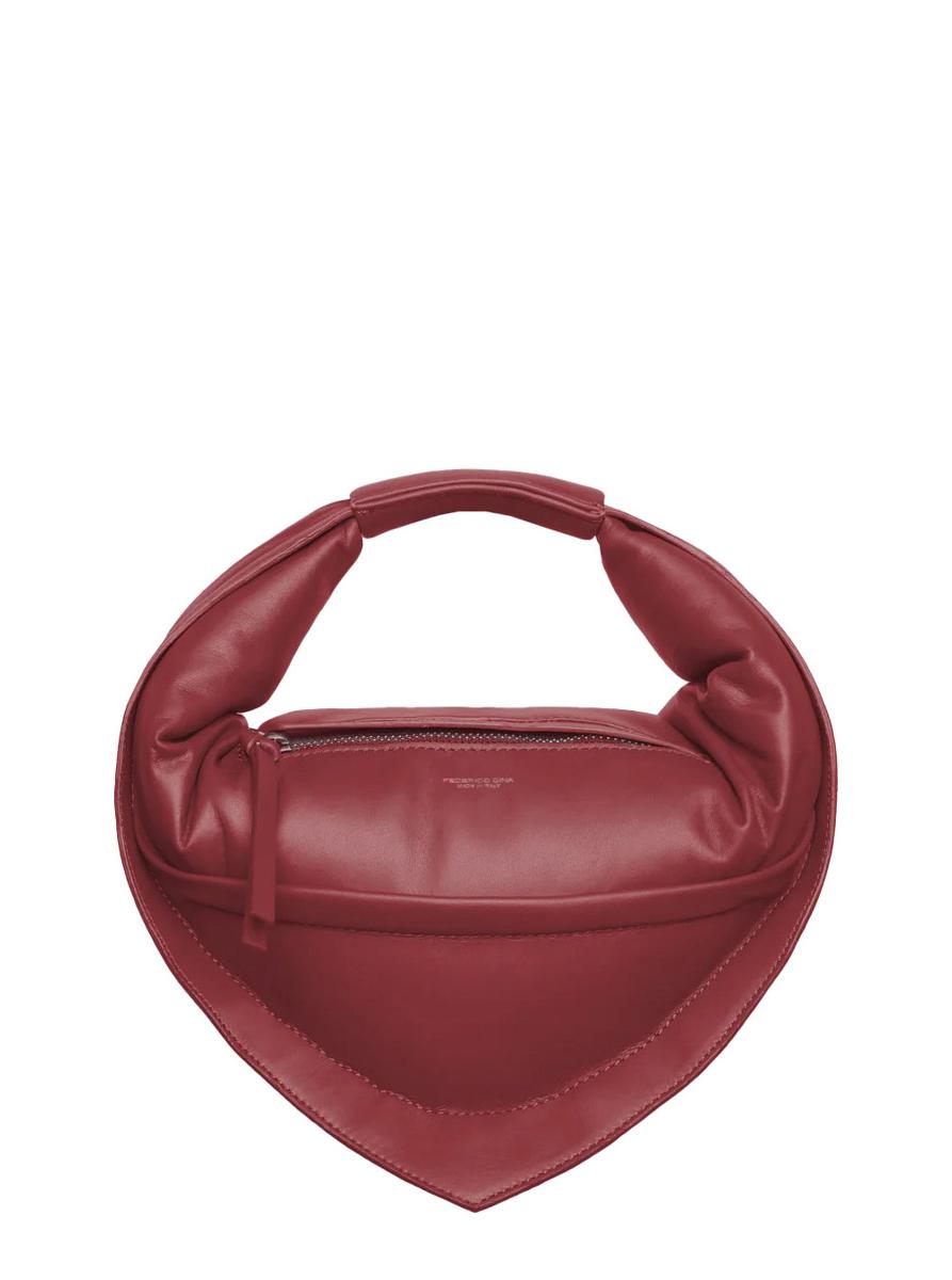 'Tortellino' Bordeaux Midi Handbag With Adjustable And Removable Shoulder Strap And Logo Lettering On The Front In Leather Woman