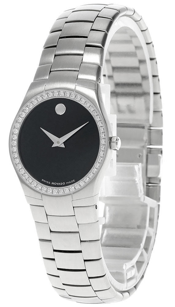 MOVADO Strato 26MM Black Dial Diamond Bezel Women's Watch 0605611