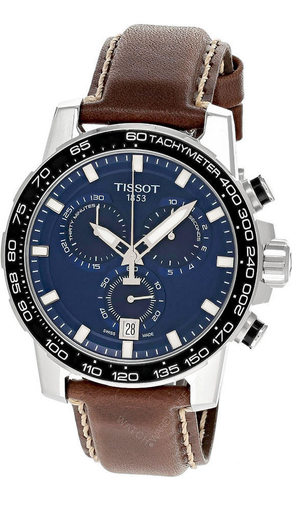 TISSOT Supersport CHRONO 45.5MM Blue Dial Leather Men's Watch T125.617.16.041.00 / T1256171604100