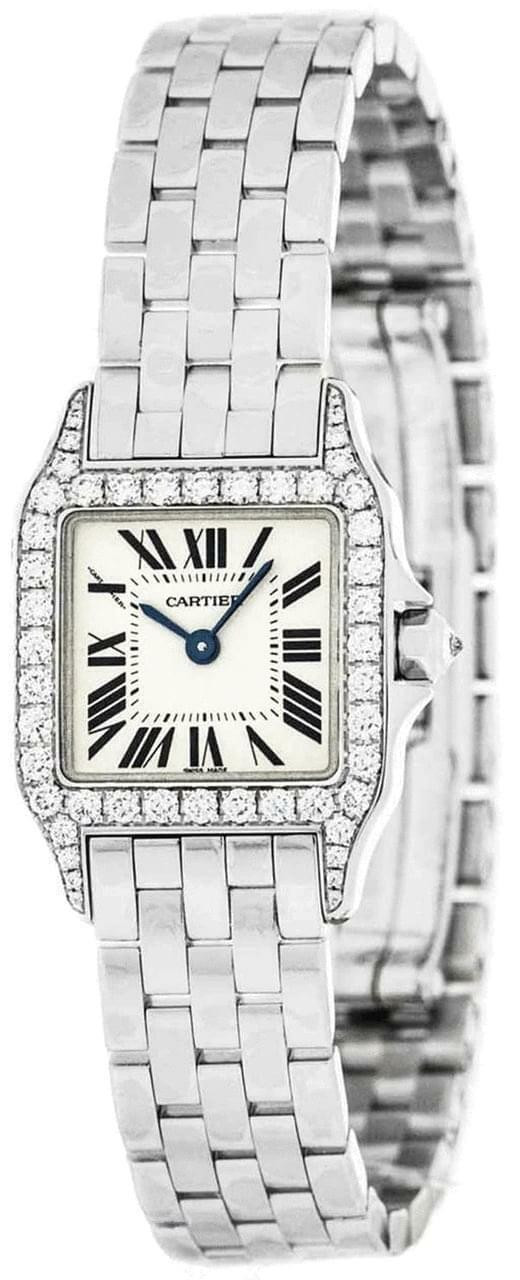 CARTIER Santos Demoiselle Diamond 18K WHT Gold Women's Watch WF9003Y8
