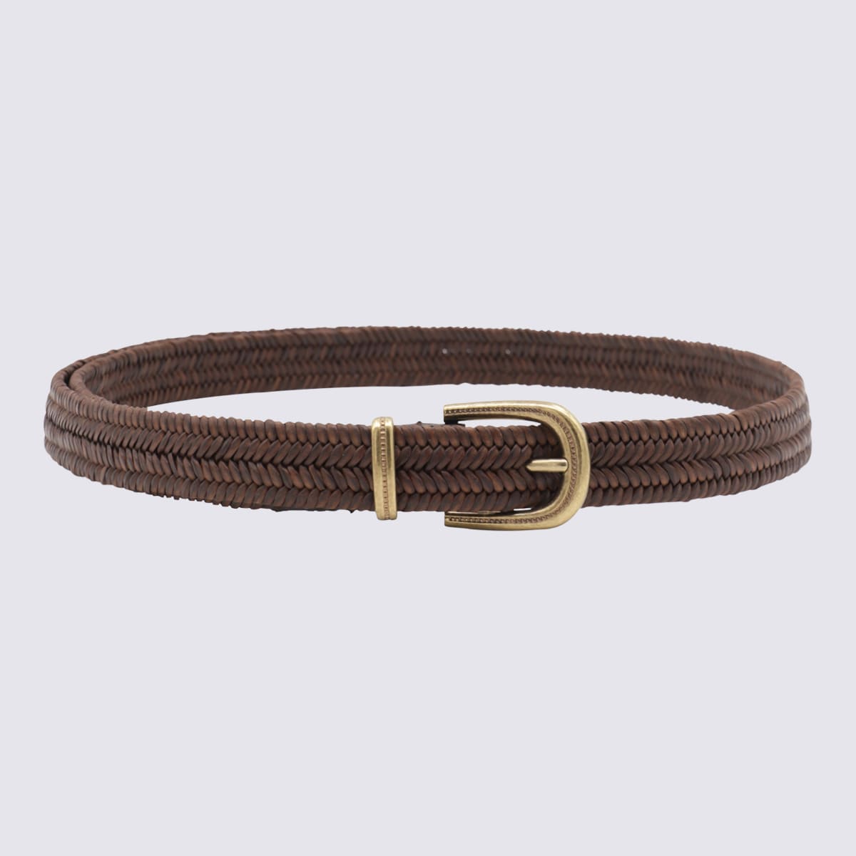 Brunello Cucinelli 深棕色皮革腰带