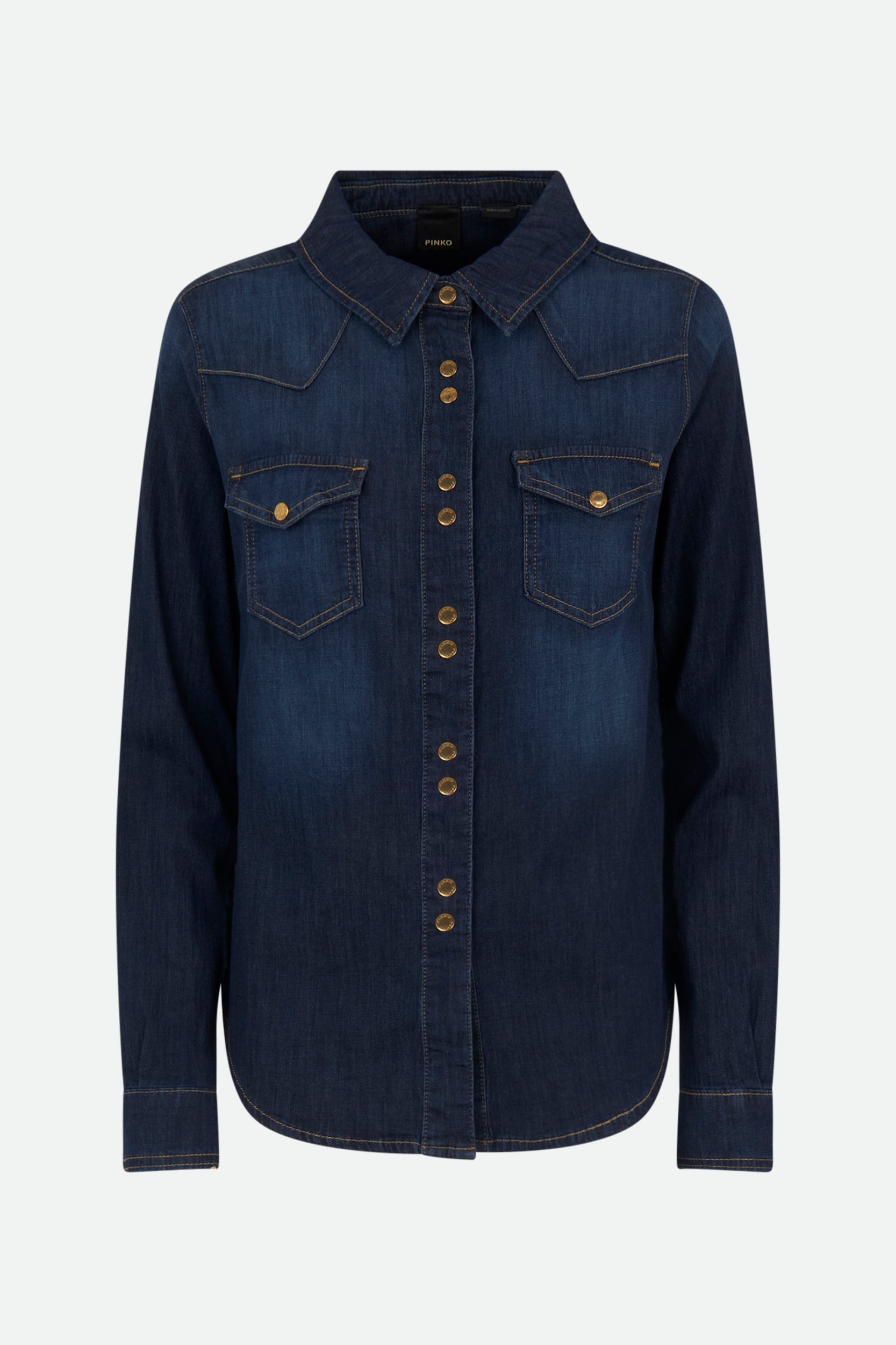 平科·卡米西亚（Pinko Camicia）穿着牛仔布蓝（Denim Blu）