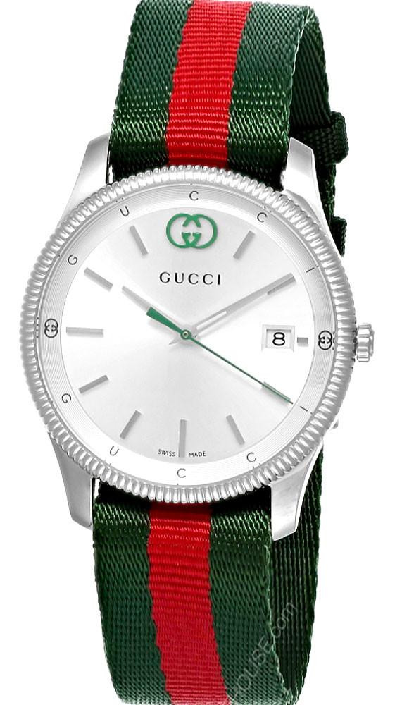 GUCCI G-Timeless Quartz 38MM Silver Dial Nylon Strap Men's Watch YA1264236