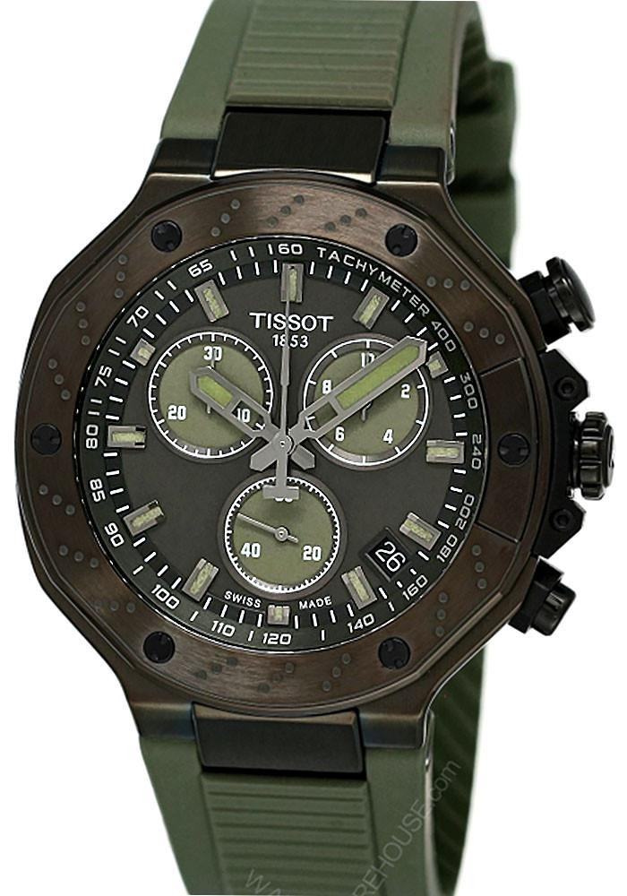 TISSOT T-Race Quartz Chronograph 45MM Green Silicone Men's Watch T1414173706102 / T141.417.37.061.02