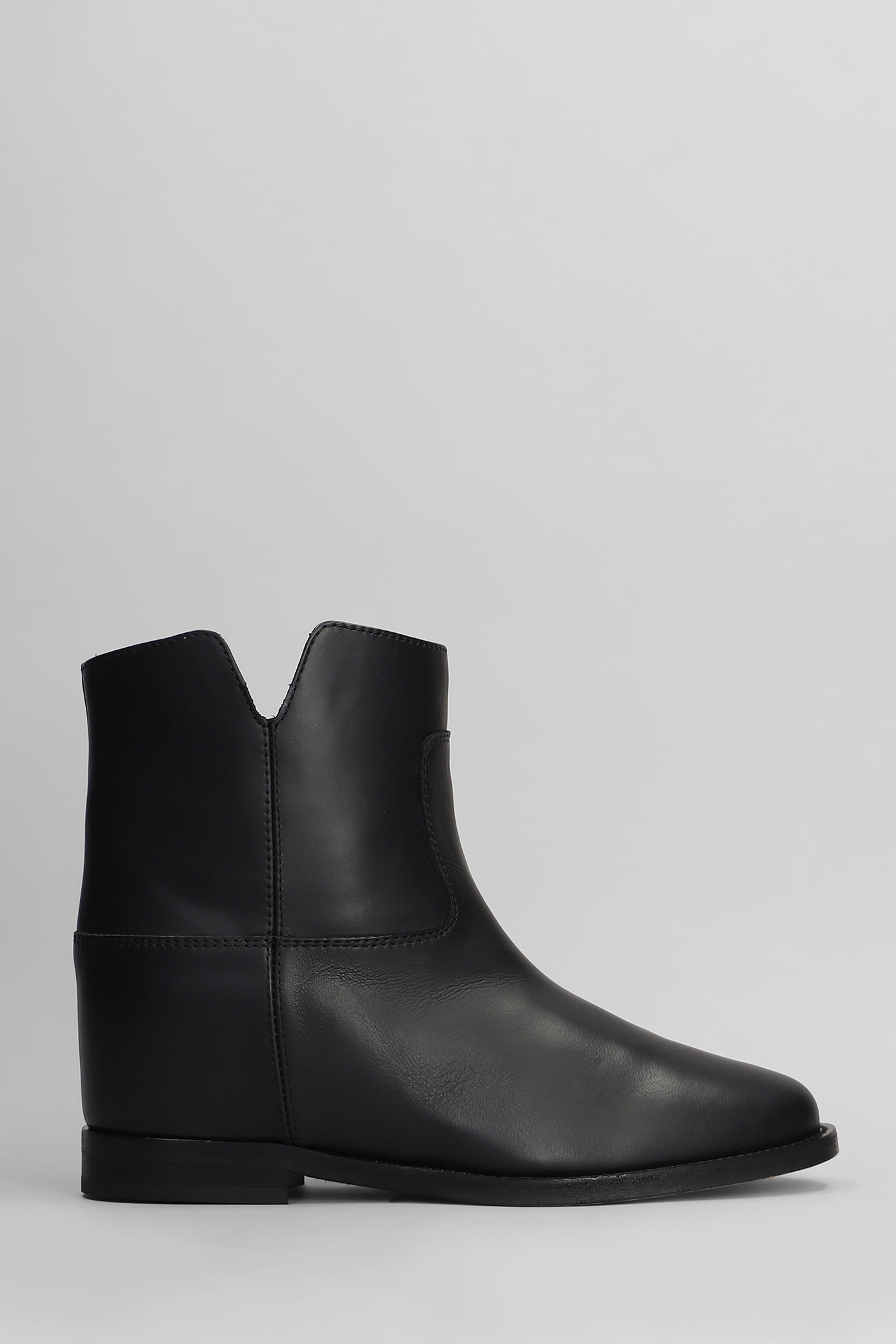 Via Roma 15 Ankle Boots Inside Wedge In Black Leather