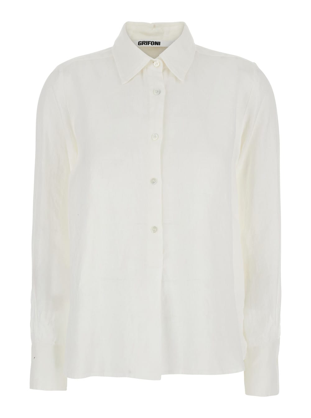Mauro Grifoni White Shirt With Classic Collar In Linen Woman