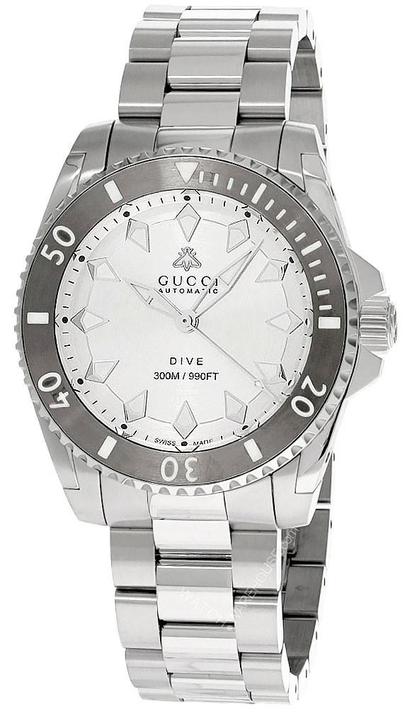 GUCCI Dive 40MM Automatic S-Steel Silver Dial Men's Watch YA136354