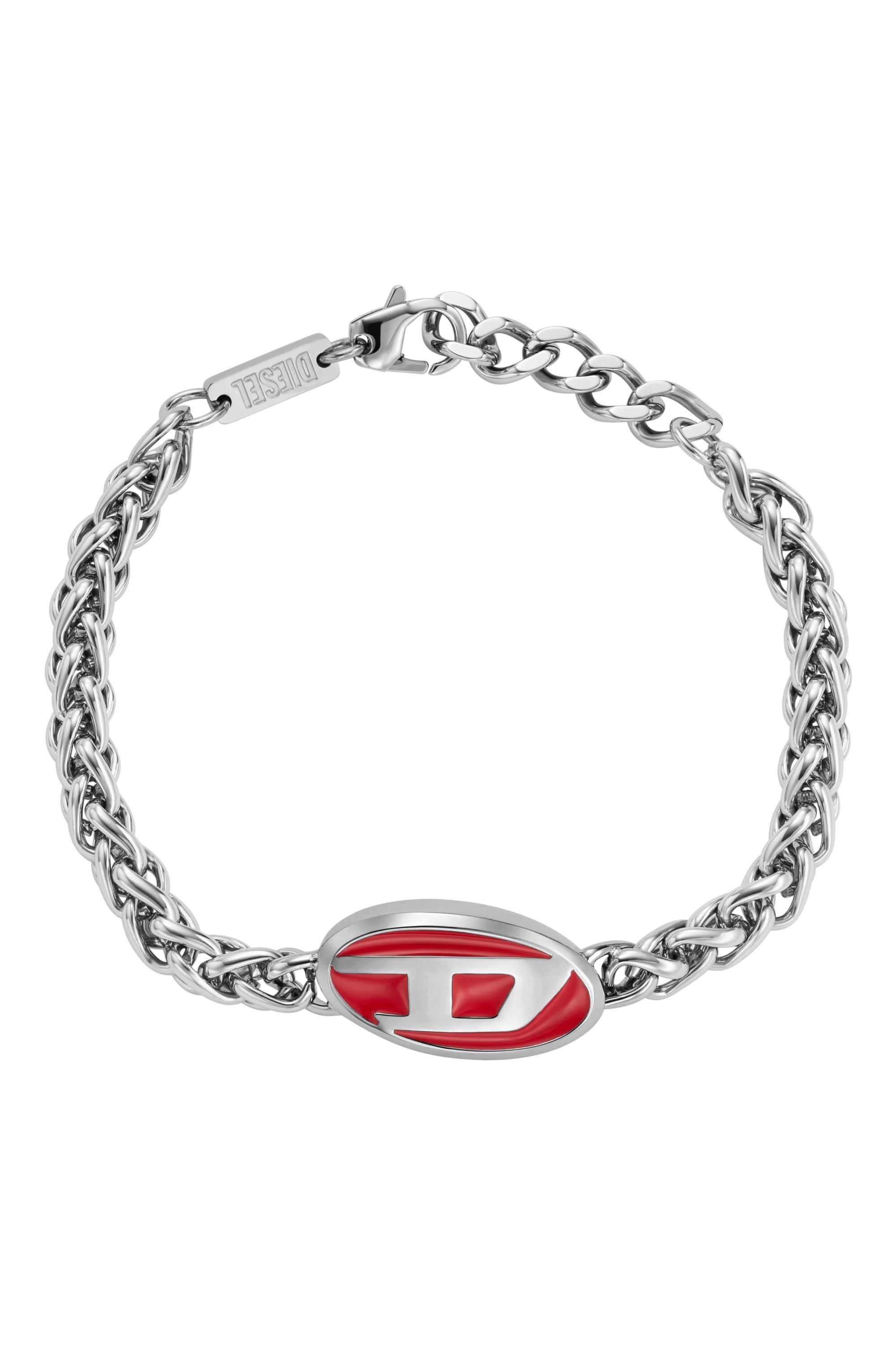 Diesel - Red enamel and stainless steel chain bracelet - Bracelets - Unisex - Silver