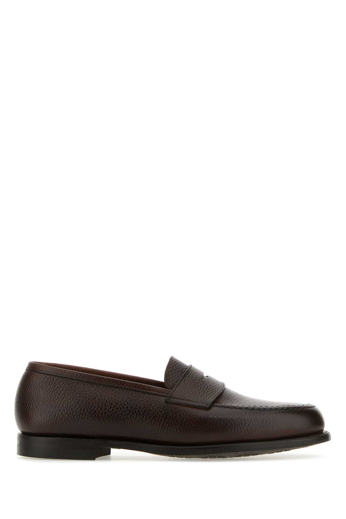 Crockett & Jones 深棕色皮革波士顿乐福鞋