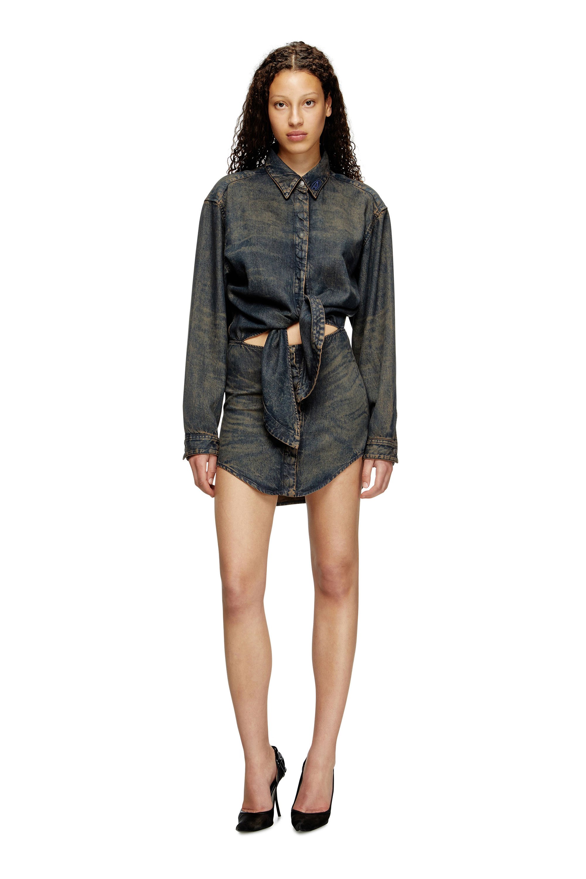 Diesel - Dress in fluid denim - Dresses - Woman - Blue