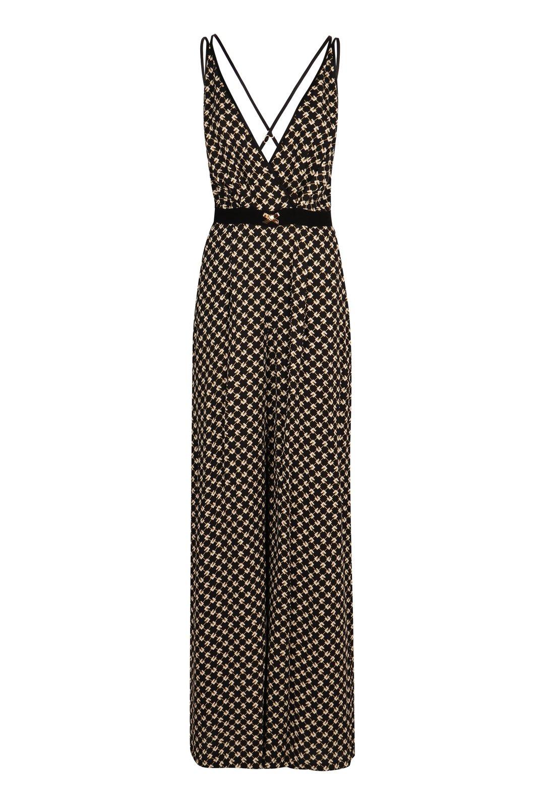 Elisabetta Franchi Georgette Diamond Printed Jumpsuit