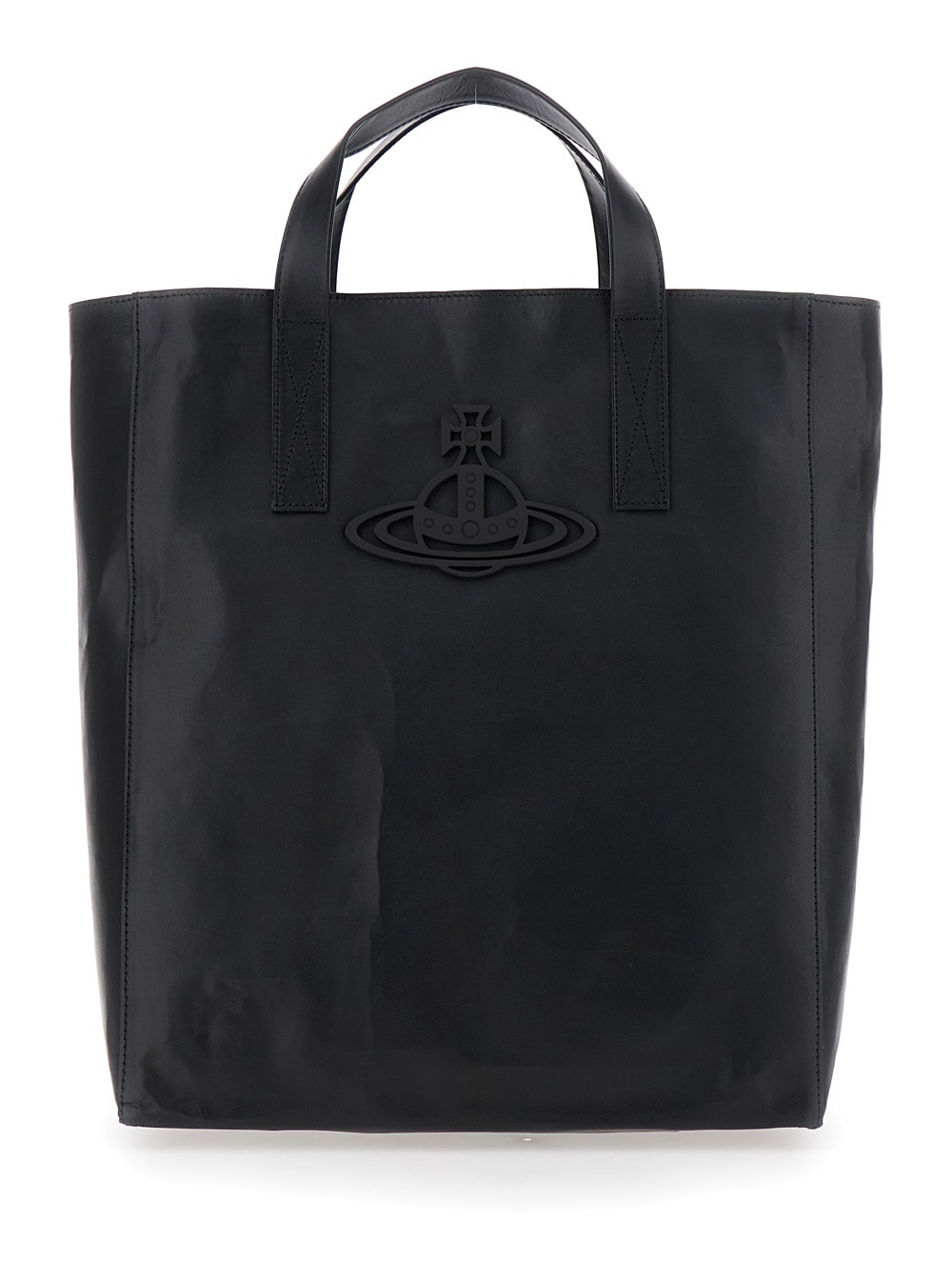 Vivienne Westwood sarah 黑色中号女士皮质托特包（正面浮雕orb标志）