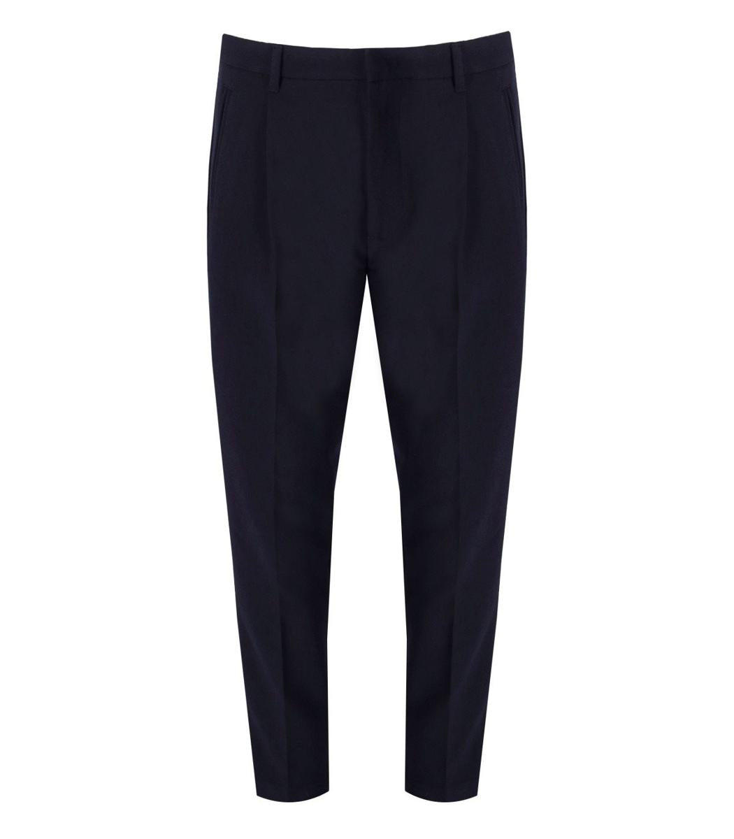 Emporio Armani Navy Blue Viscose Blend Trousers