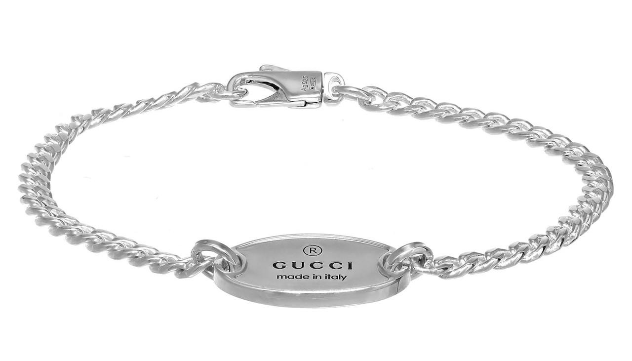 GUCCI Trademark Tag Sterling Silver Chain Bracelet YBA797152001