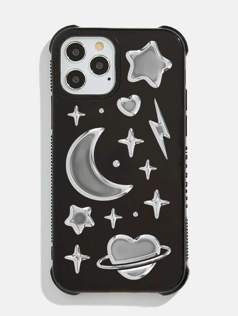 Black Chrome Celestial Shock i Phone Case, i Phone 16 Case