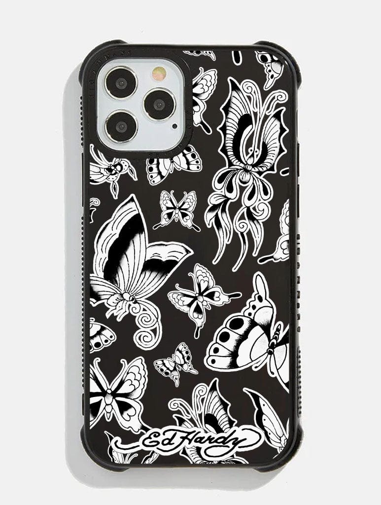 Ed Hardy x Skinnydip Black Tattoo Stencil Shock i Phone Case, i Phone 15 Pro Max Case