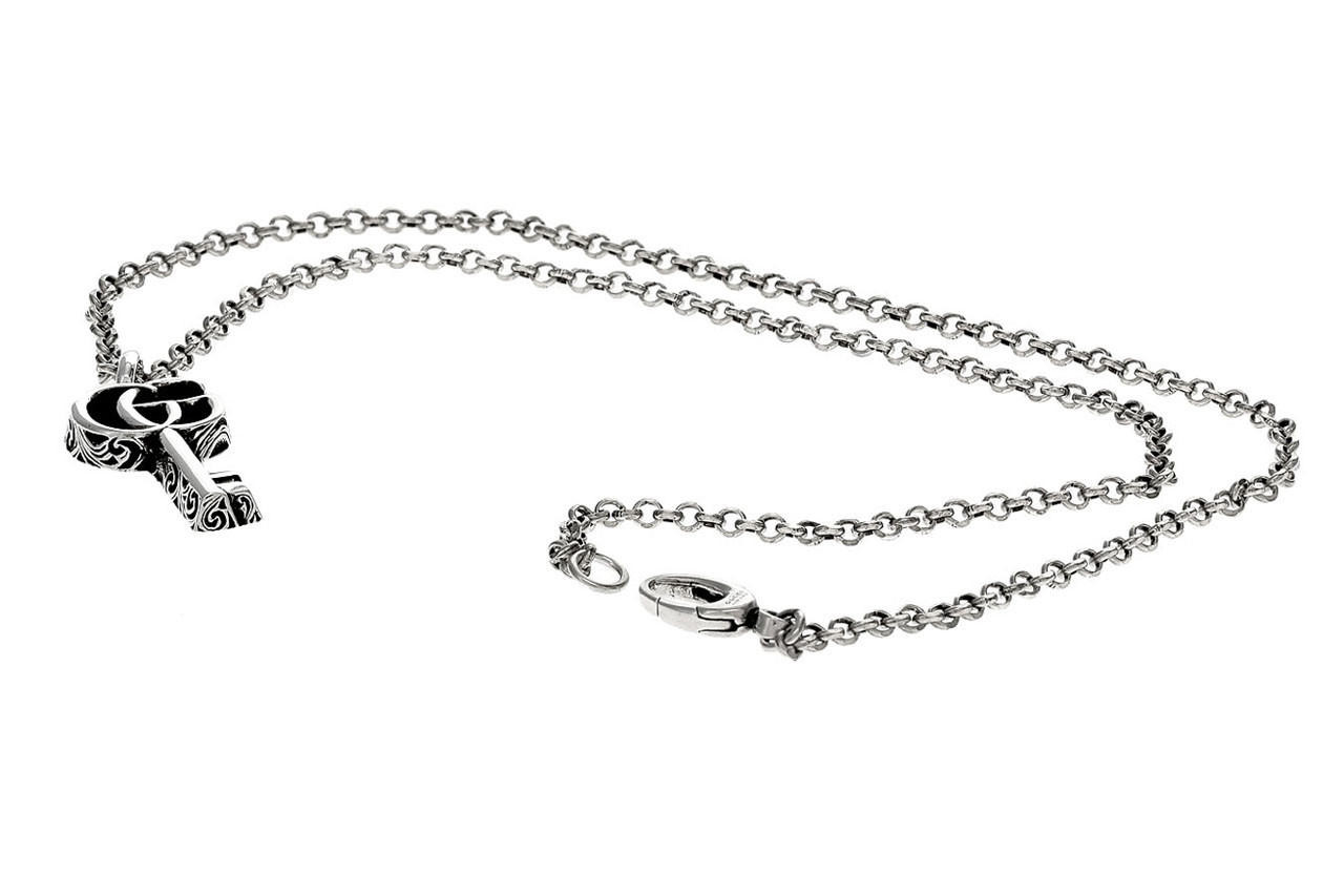 GUCCI Sterling Silver GG Marmont Key Necklace YBB62775700100U
