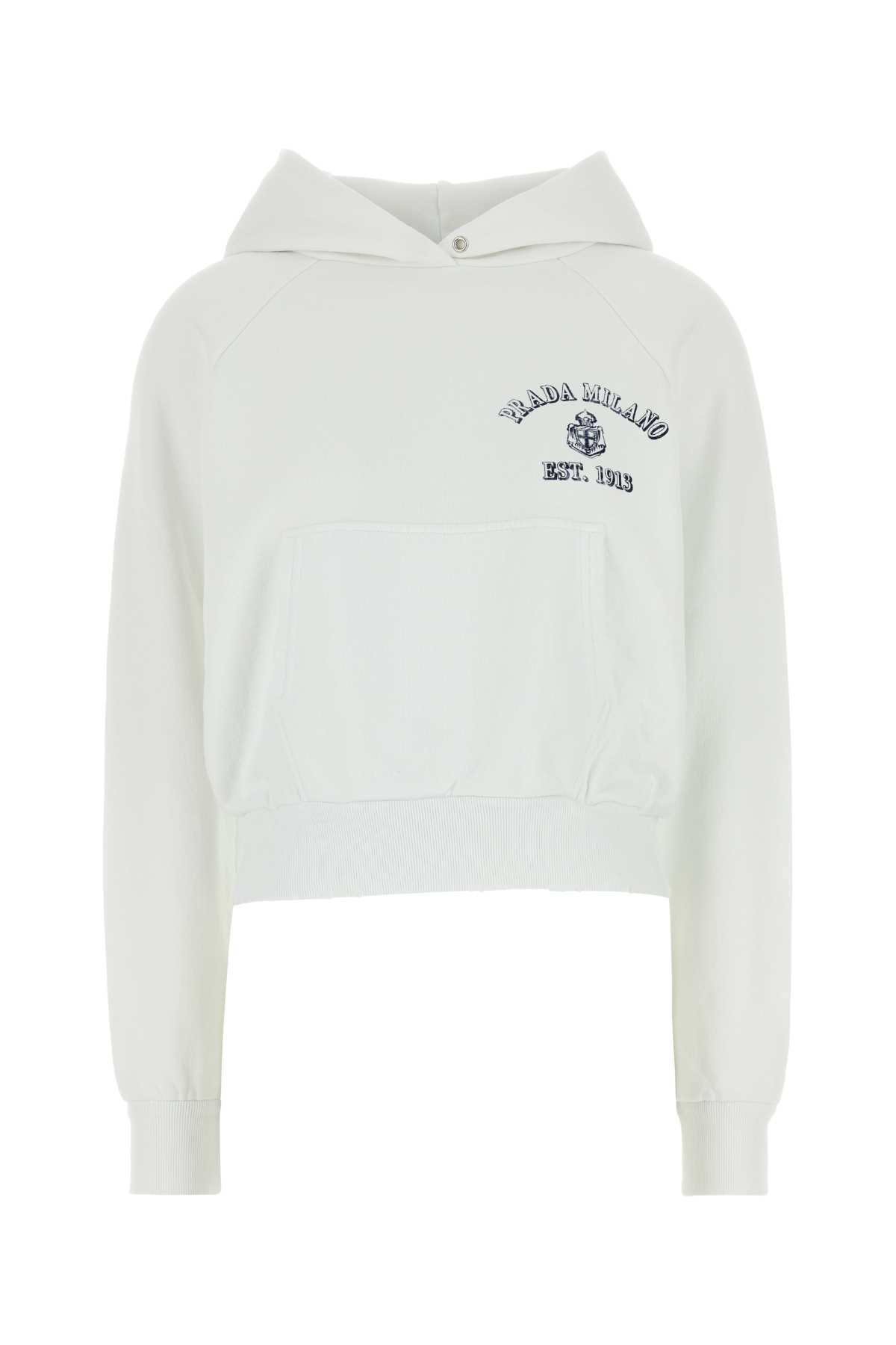 Prada White Cotton Sweatshirt