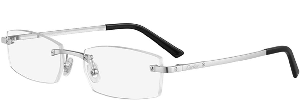 CARTIER High-Rectangular Rimless Silver Titanium 53-18-140MM Unisex Eyewear CT0087O-001