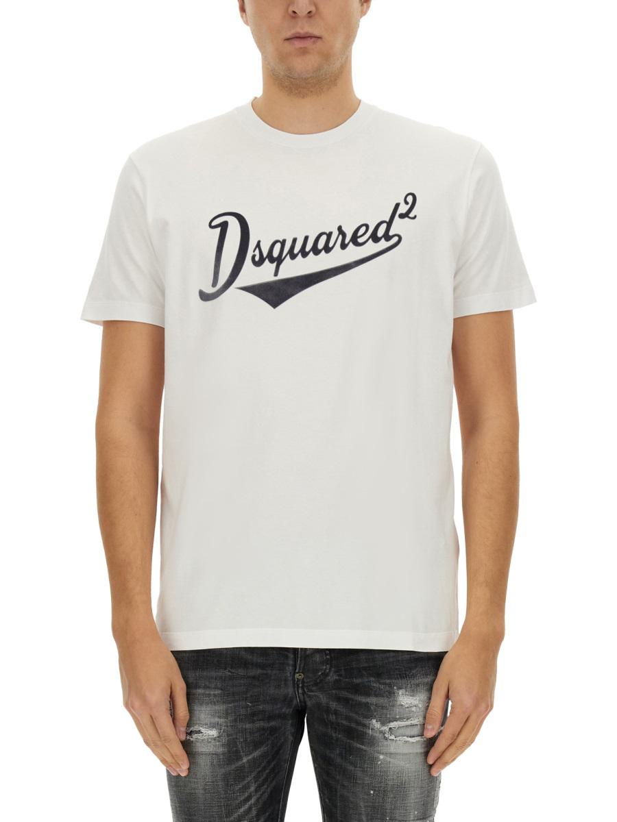 Dsquared2 酷爽合身天鹅绒logo T恤