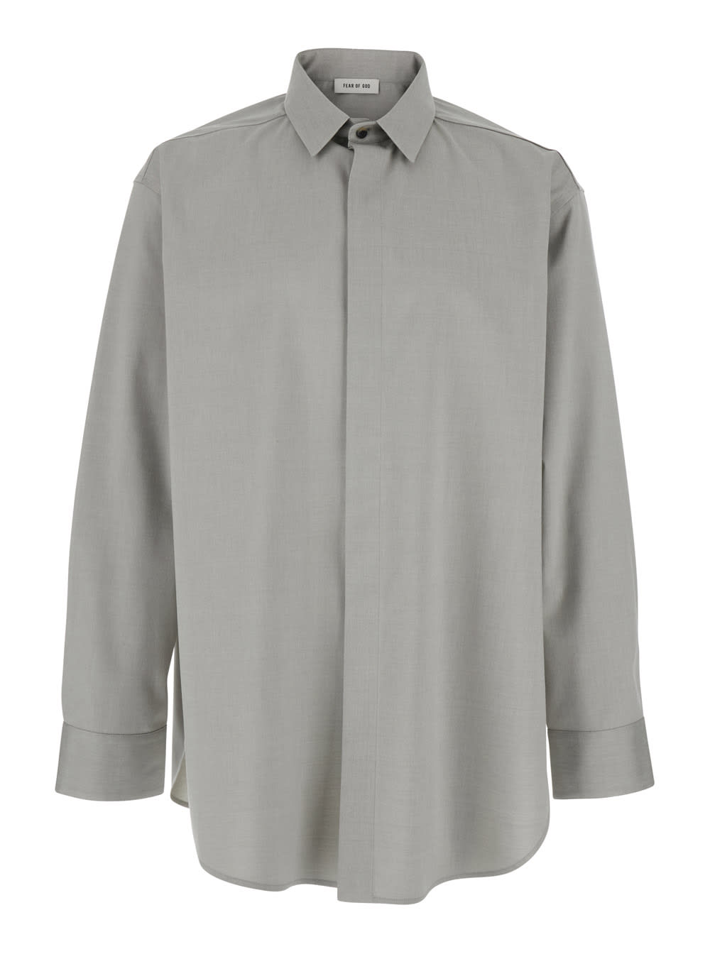 Fear of God Grey Shirt With Classic Collar And Logo Patch On The Rear In Cotton And Wool Blend Man