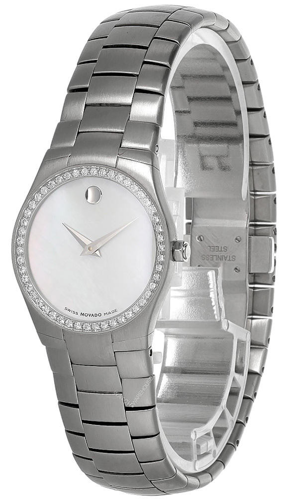 MOVADO Stainless Steel MOP Dial Diamond Bezel Women's Watch 84.A1.2847