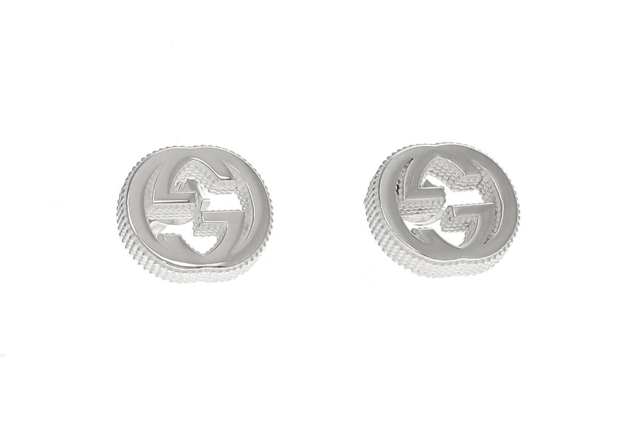 GUCCI Sterling Silver Interlocking G Stud Earrings YBD47922700100U