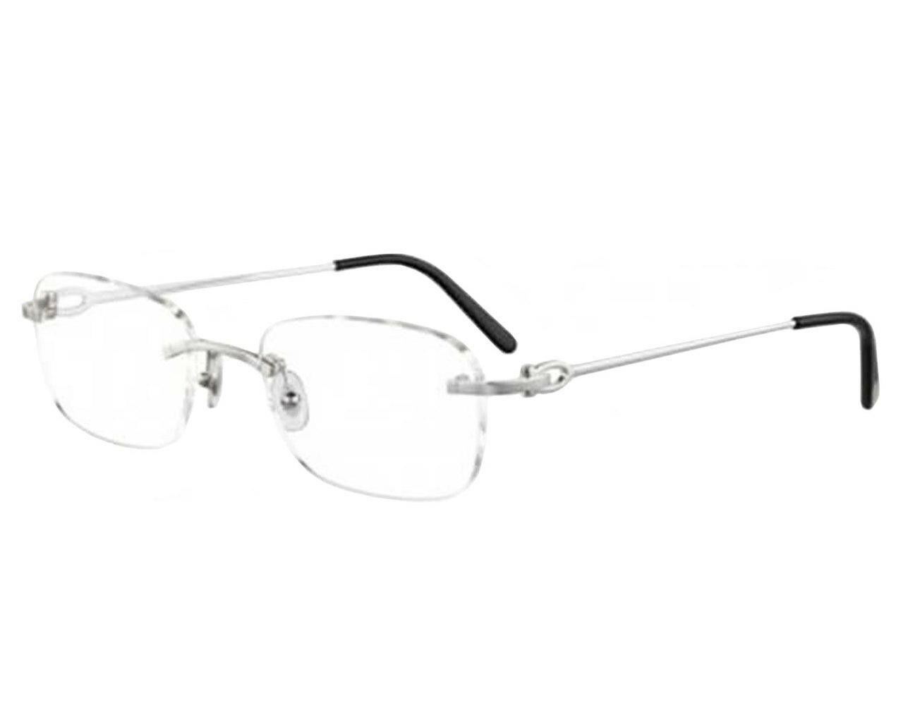 CARTIER Silver Rectangle Rimless Optical Unisex Eyewear CT0050O-002