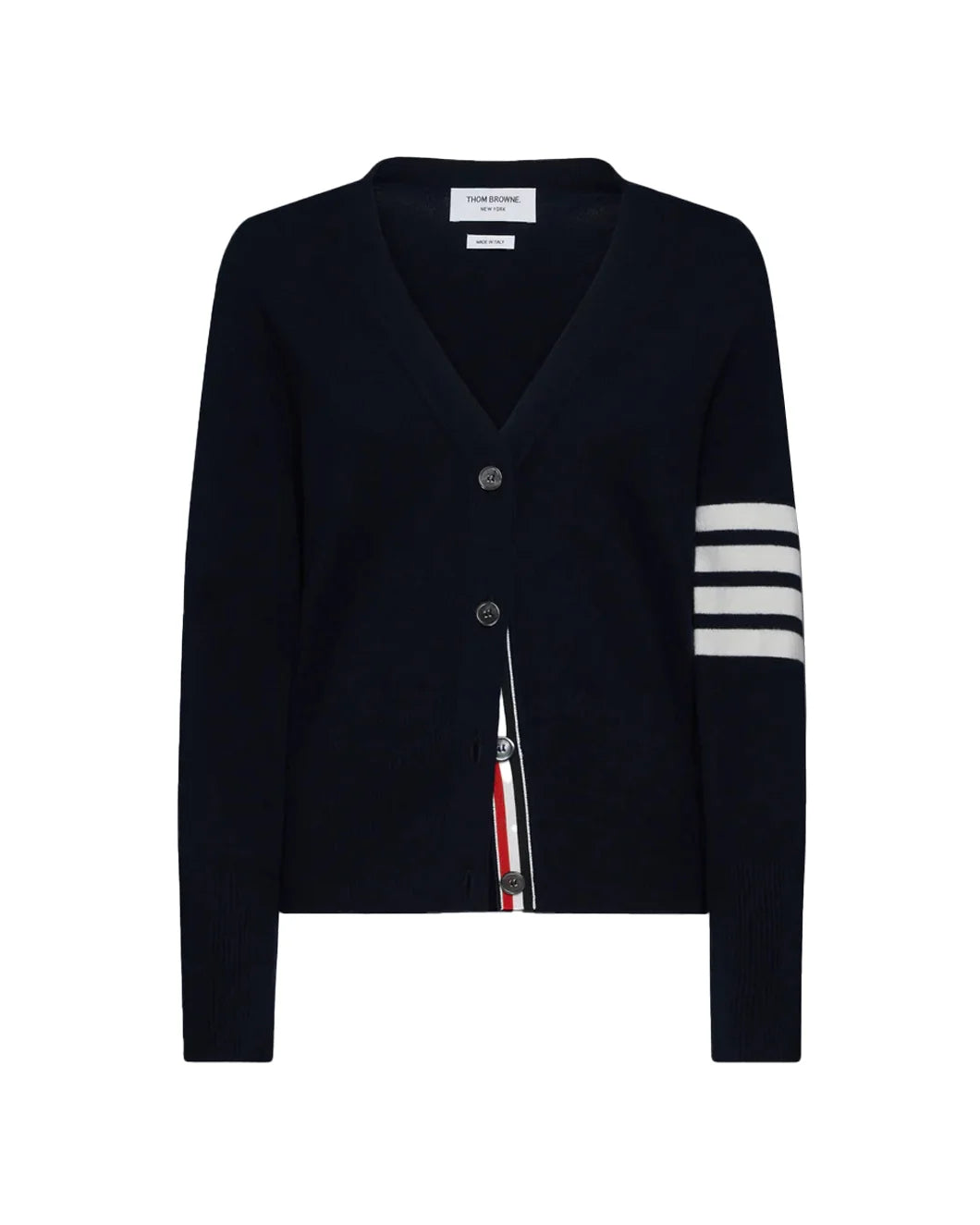 Wool Relaxed 4-Bar V-Neck Cardigan