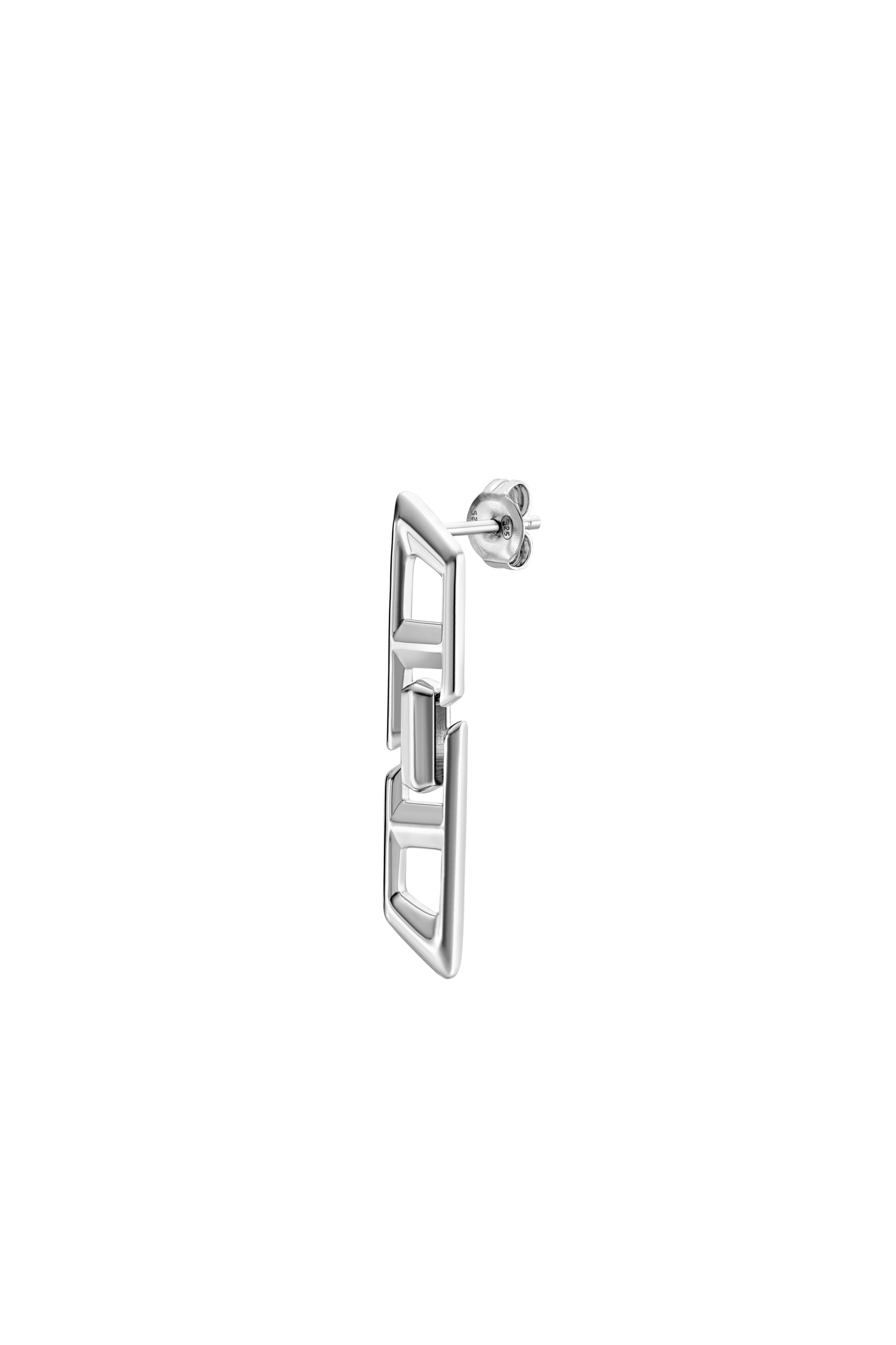 Diesel - D Logo Sterling Silver Drop Earring - Earrings - Unisex - Silver