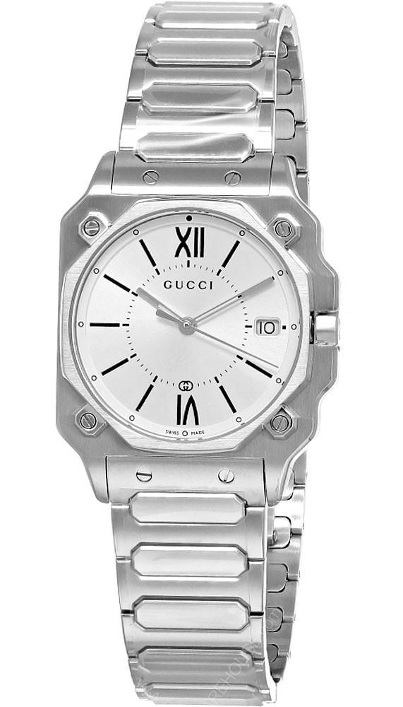 GUCCI G-Flat Quartz Stainless Steel 30MM Silver Dial Women's Watch YA166504